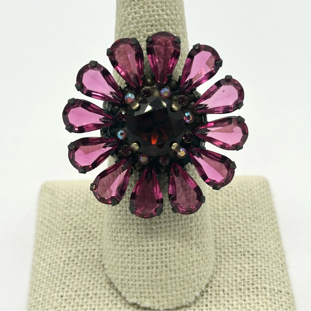 Sorrelli Crystal Flower Band Ring